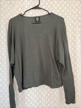 bobeau Olive Ribbed Long-Sleeve Top